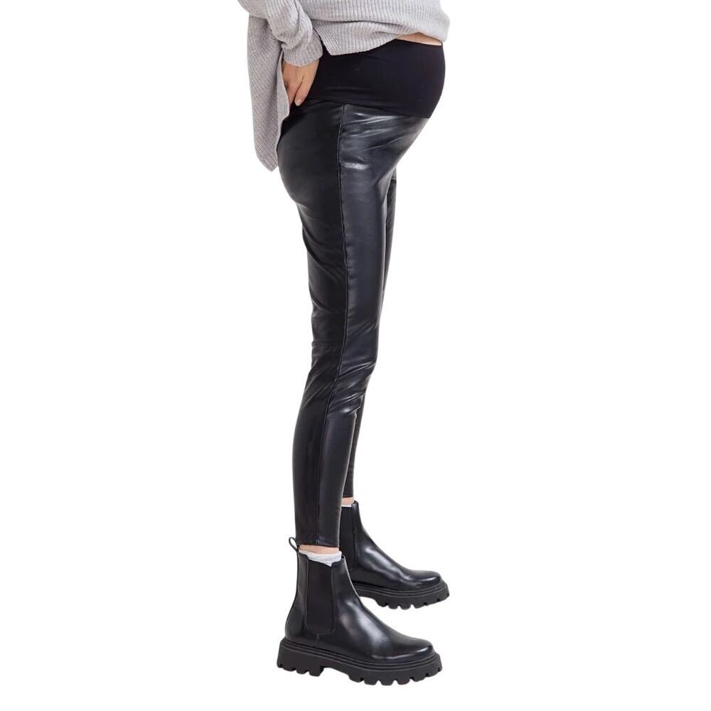 Hatch Maternity The Vegan Stretch Leather Legging in Black, Size S​